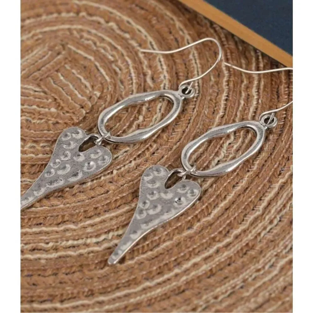 Hammered Heart Earrings
